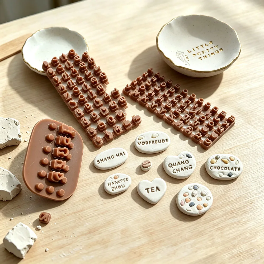 Mini Clay Letter Stamps Alphabet Set for Polymer Clay Craft Imprinting DIY Personalization Name Logo Brand Stamping Seal Tool