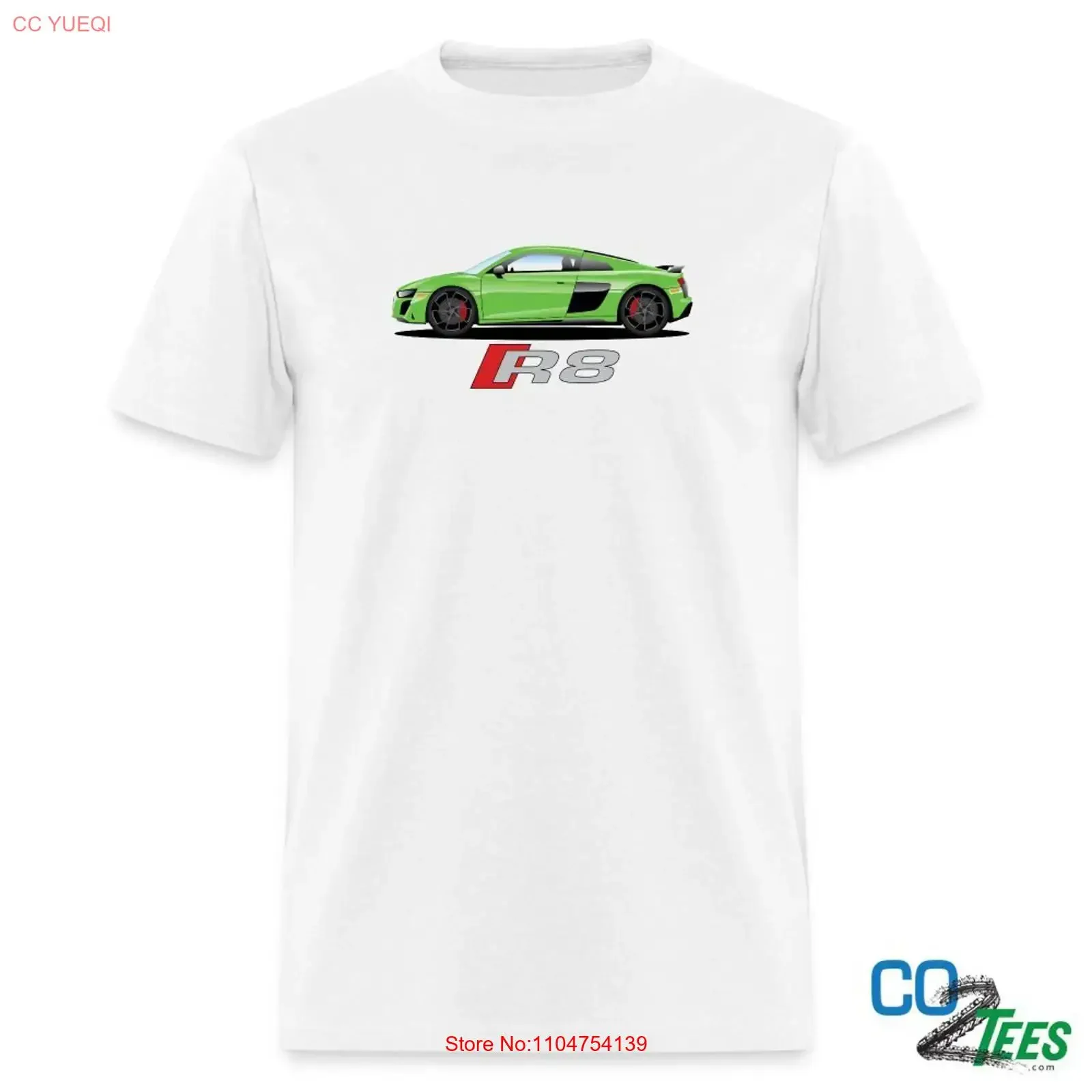 Camiseta con temática Green R8 V10, estilo vintage, lavada, moderna, con gráfico de moda urbana, versátil, para uso diario, ropa de diseñador