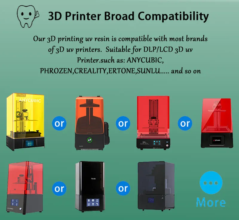 High Precision Bio Compatible A1/A2/B1 Color Crown and Bridge 3D Dentals Resins for LCD/DLP Printer