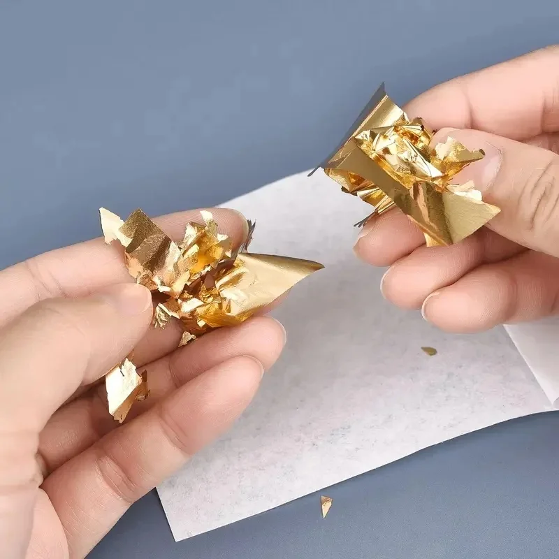 100-300pcs Imitation Gold Silver Foil Paper Leaf Gilding DIY Art Craft Paper Birthday Party Wedding Cake Dessert Decorations