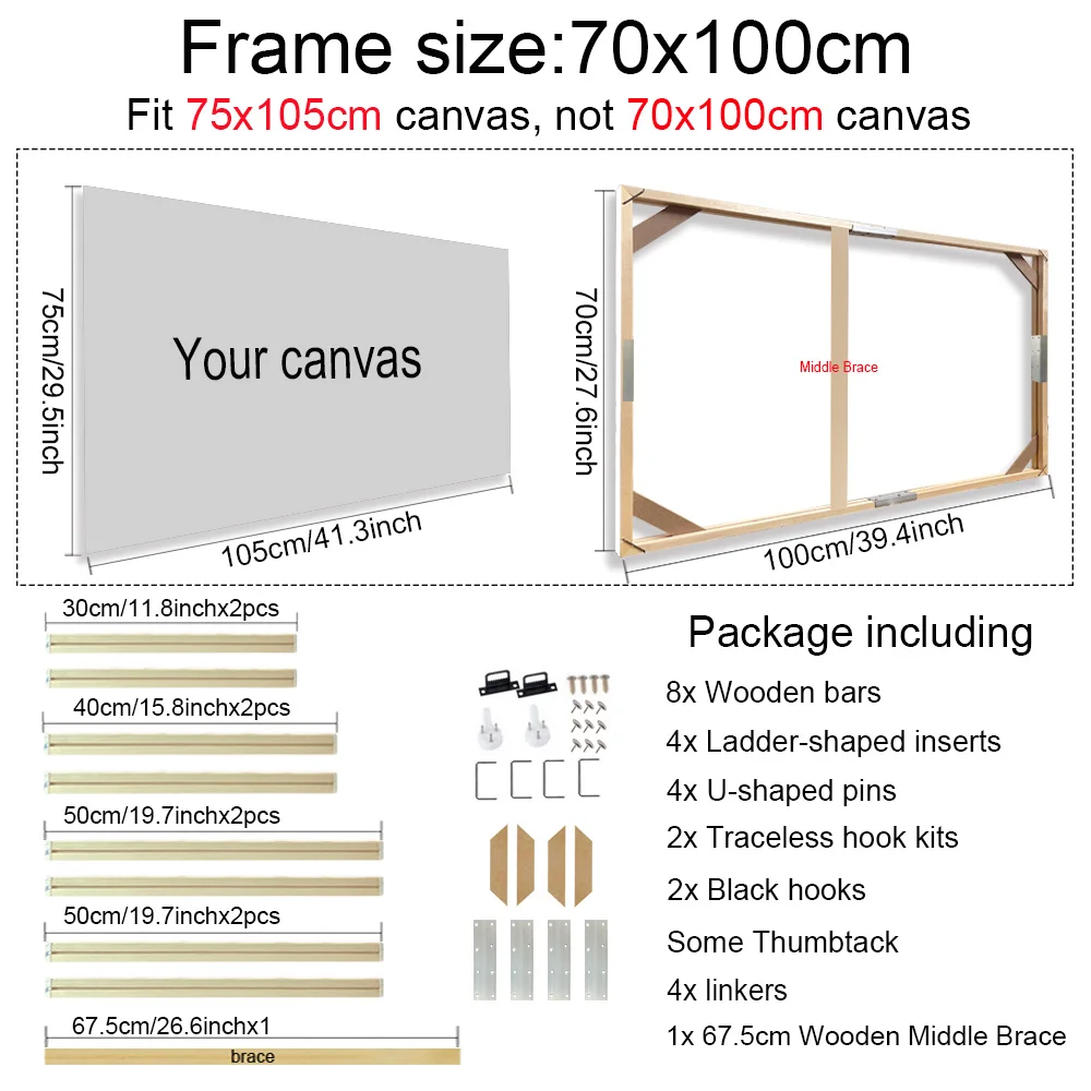 40x60 50x70 40x50cm canvas frame houten frames houten foto olieverf canvas diamant schilderij frames canvas houten muur frame