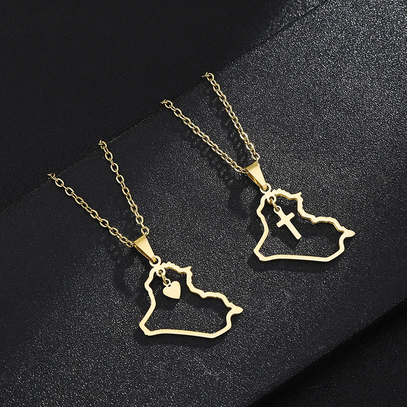 

Iraq Map Stainless Steel Necklace for Women Girls Gold Color / Silver Color Ethnic Anniversary Party Wedding Birthday Jewelry