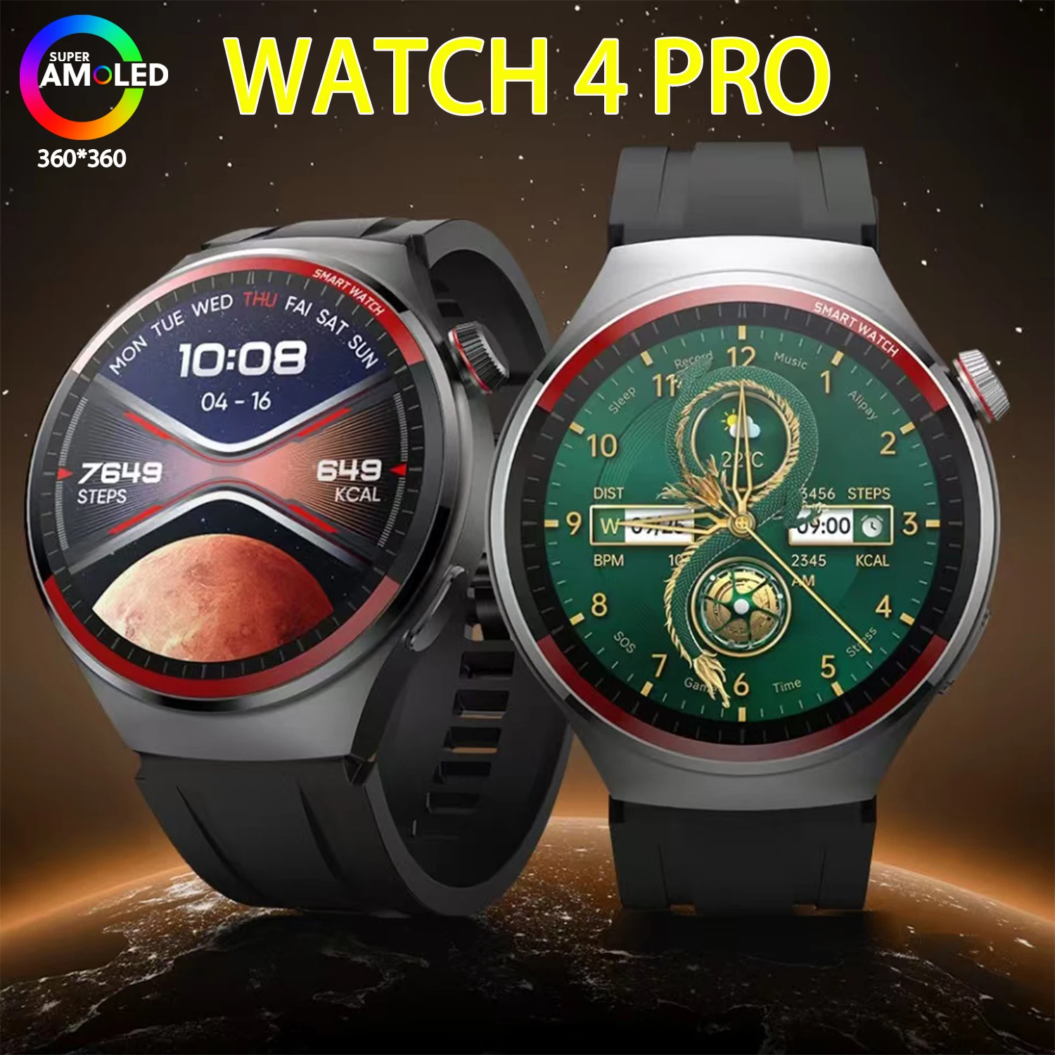 For HUAWEI WATCH4 Pro GPS NFC Smart Watch Men 360*360 AMOLED Screen Heart rate Bluetooth Call IP68 Waterproof Man Smartwatch2024