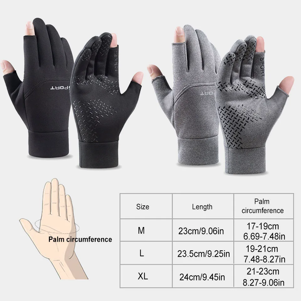 GTUBIKE Winter Fishing Men's Gloves Women Cycling Warm Anti-Slip Gloves for Fishing Sports Touch Screen Two Fingers Cut