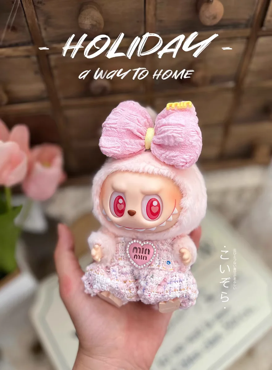 Doll Clothes Outfit Accessories For 17cm Korea Kpop EXO Labubu V2 V1 Plush Idol Doll's Clothing Pink Backpack Pant Girl Gift