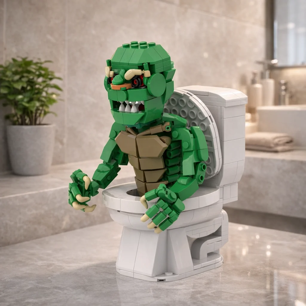 

MOC Movie Toilet Monster Building Blocks Green Creature DIY Model Figure Gift for Adult Fans
