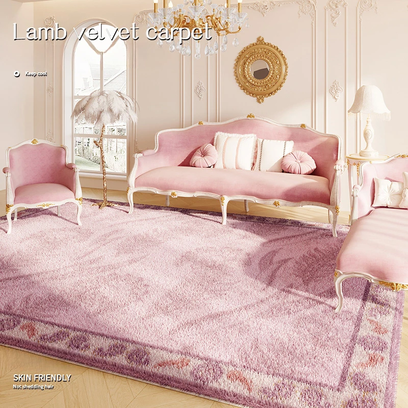 Pink American Fluffy Soft Carpet Light Luxury Villa Living Room Bedroom Large Area Carpets Plush Retro Waterproof Rug 러그  коврик