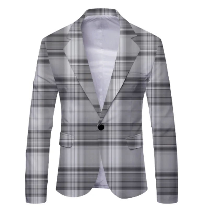 Nuevo traje casual a cuadros para hombre, chaqueta estampada superior 6017