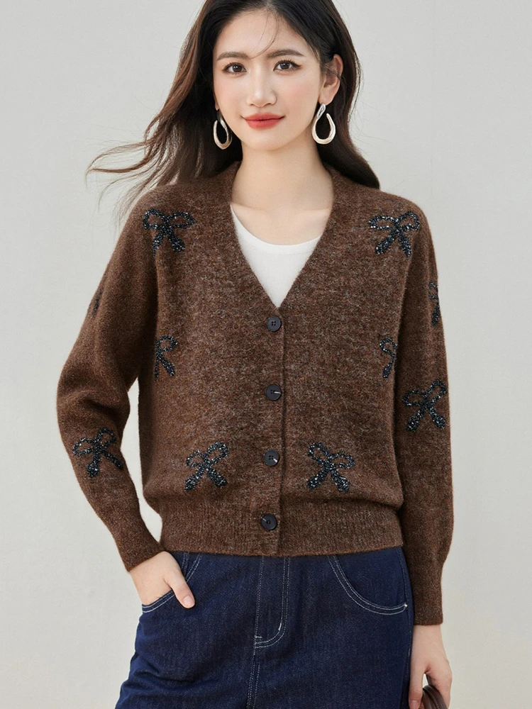 سترة نسائية مفتوحة بصدر واحد ورقبة على شكل حرف v وأكمام طويلة فضفاضة ومتينة ومتعددة الاستخدامات سترة خارجية جديدة أنيقة للخريف والشتاء #5