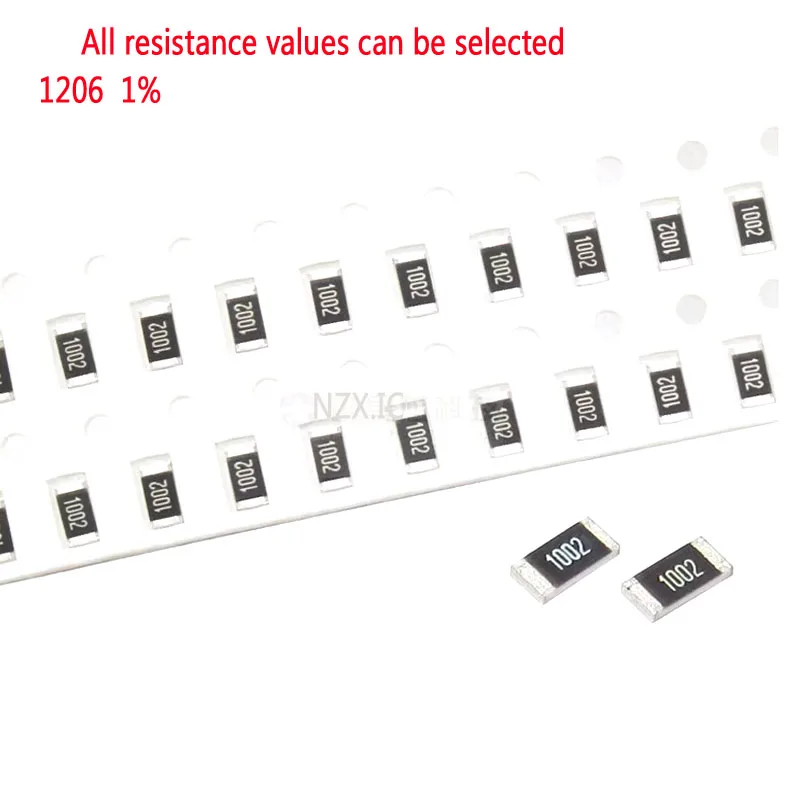 100pcs/Lot 1206 0 ohm~10M ohm SMD Resistor 1% 1/4W Chip Surface Mount ROHS 0R~10MR 0.1R/1R/4R7/47R/10R/1K/10K/1M/47K/1r69/4K64