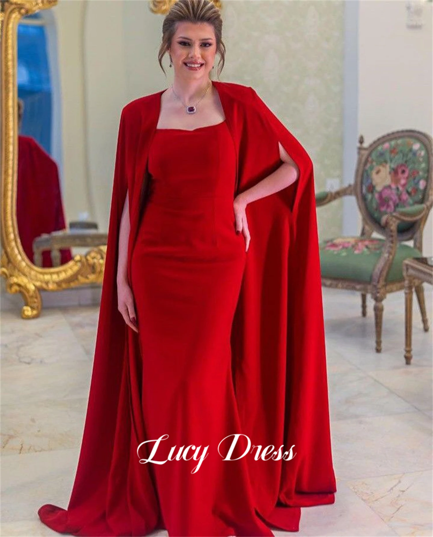 

Lucy Red Party Dress Evening Shawl Ball Gown Grace Mermaid Sharon Happy 2024 Dresses Ladies Saudi Prom Dubai Luxury Womens