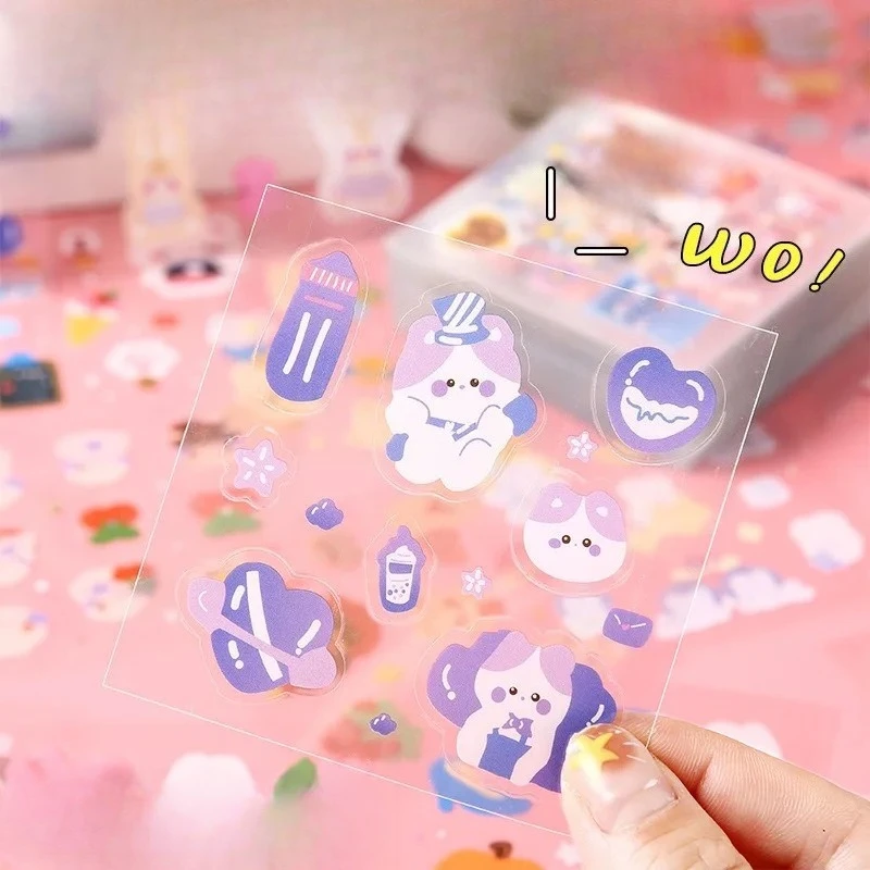 10 Teile/los Kawaii Cartoon Mädchen Kaninchen Graffiti Aufkleber für Kinder Hand-akcount Laser Material Aufkleber Telefon Fall Laptop Paster