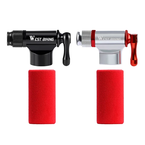 Imagen 2 del producto WEST BIKING-Mini bomba de CO2 para bicicleta, inflador de neumáticos portátil para adaptador Schrader Presta, bomba automática de aleación de aluminio para bicicleta de montaña y carretera