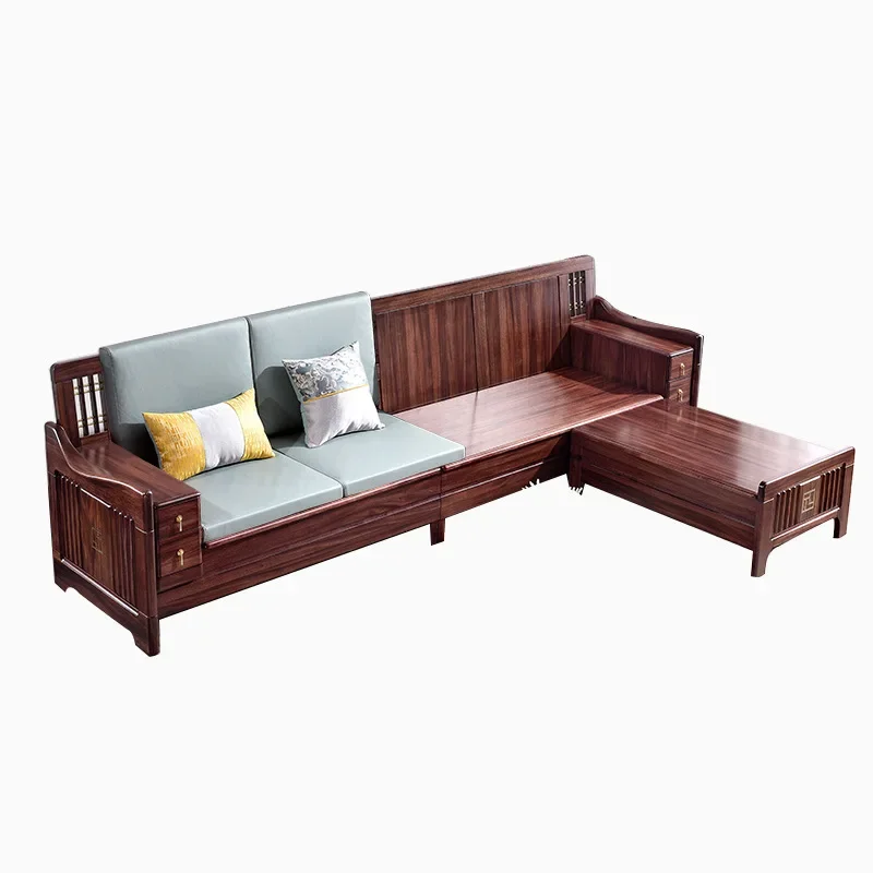 

New Chinese-style concubine corner sof a L-type winter and summer dual-purpose solid wood so fa
