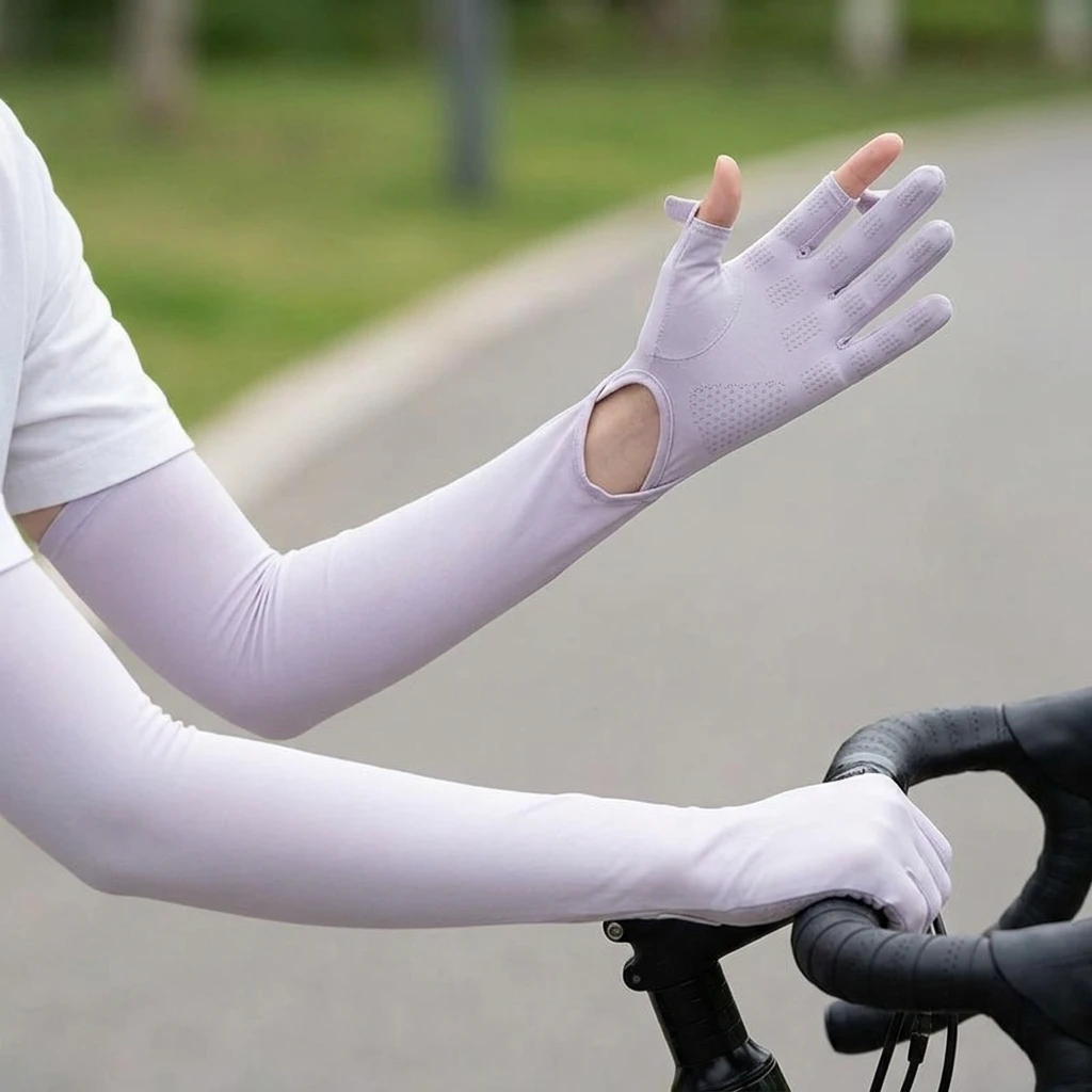 1 Paar Sport-Armstulpen für Radfahren, Laufen, Angeln, Klettern, Sonnenschutz, UV-Schutz, Kühlende Ärmel mit 5-Finger-Manschetten – Detail 6