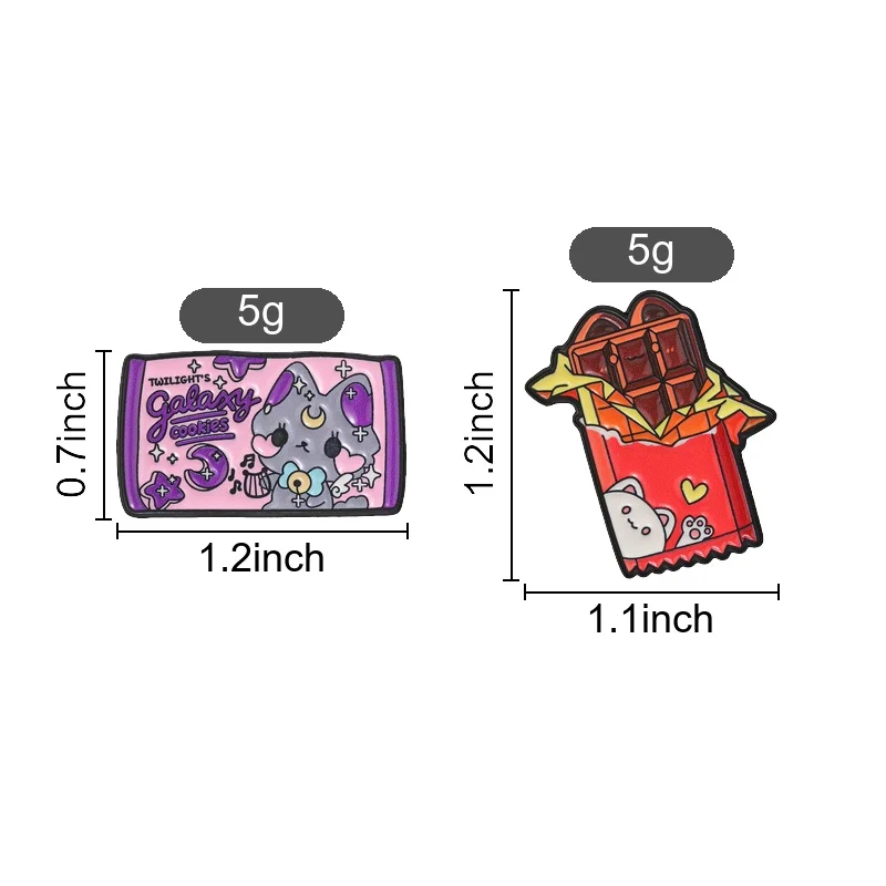 Cute Cartoon Snack Badge Galaxy Cookies Chocolate Enamel Pins Sweet Candy Kitten Animal Brooches Decor Accessories