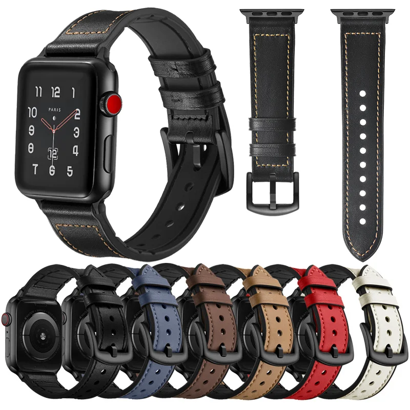 

Ремешки для часов Apple Watch 40 мм 49 мм 44 мм 45 мм 46 мм 42 мм 41 мм 38 мм Кожаный браслет iWatch Series 10 11 9 8 SE 5 Ultra 2 Ремешок