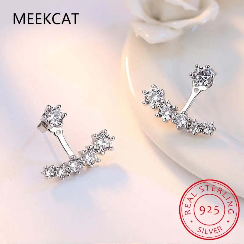 925 Sterling Silver Simple Korean Pave Zircon Mini Small Stud Earrings for Teen Women Daily Life Party Piercing Jewelry BKEJ305