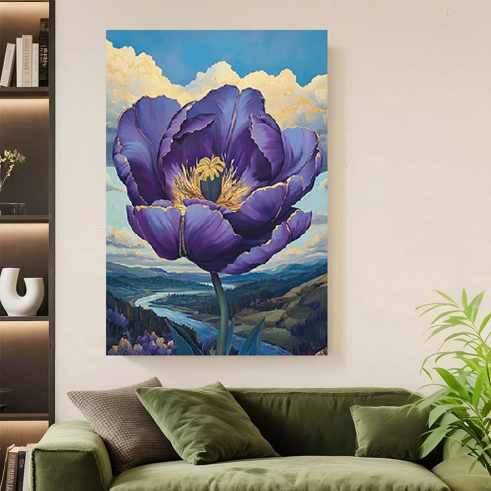 

Framed Large Purple Peony Flower Wall Art Set - Modern Farmhouse & Classic Framed Canvas Prints, Frame Triptych Panels with Deep