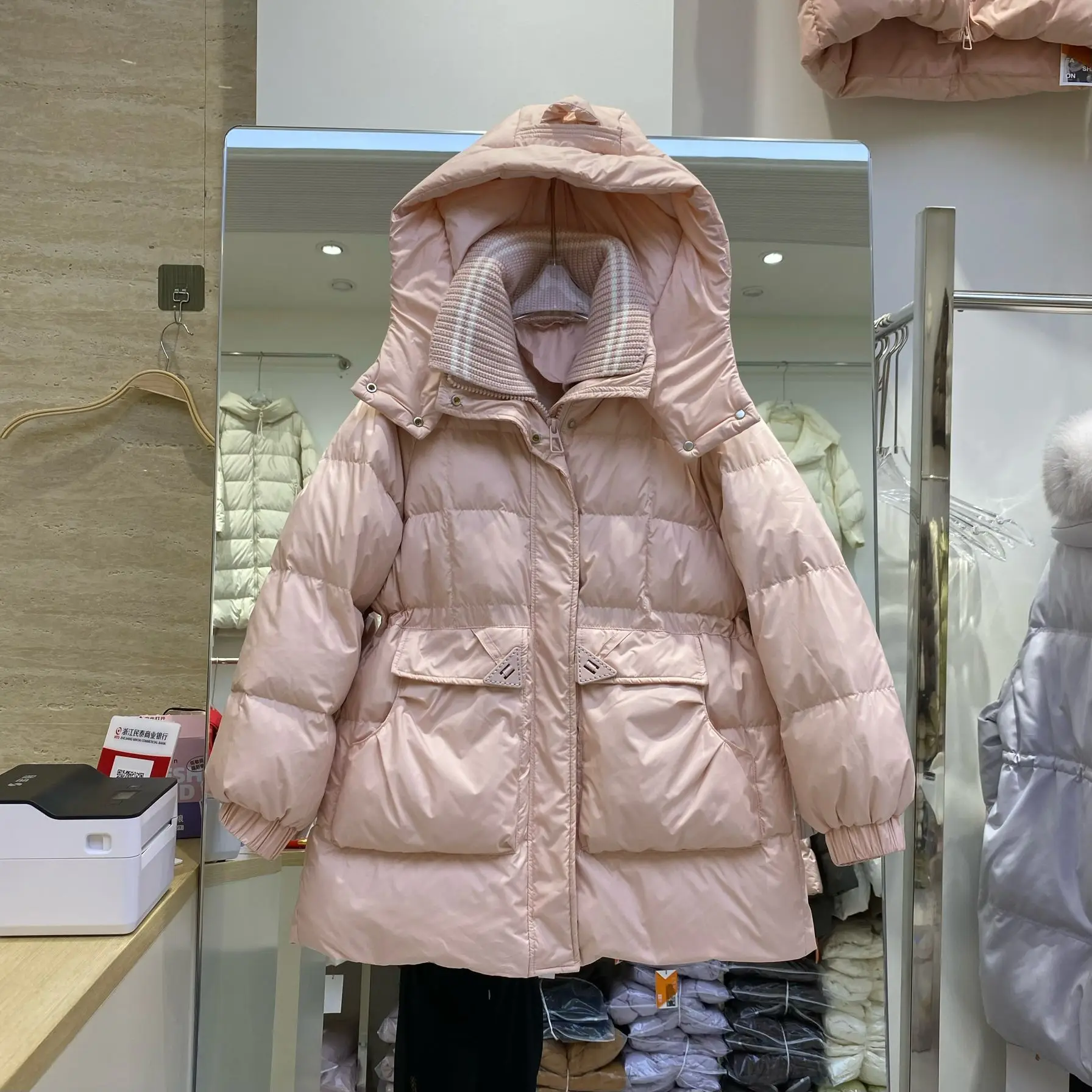 2025年新作 冬 レディース ダウンジャケット ゆったり 通勤 スプライシング フード付きジャケット