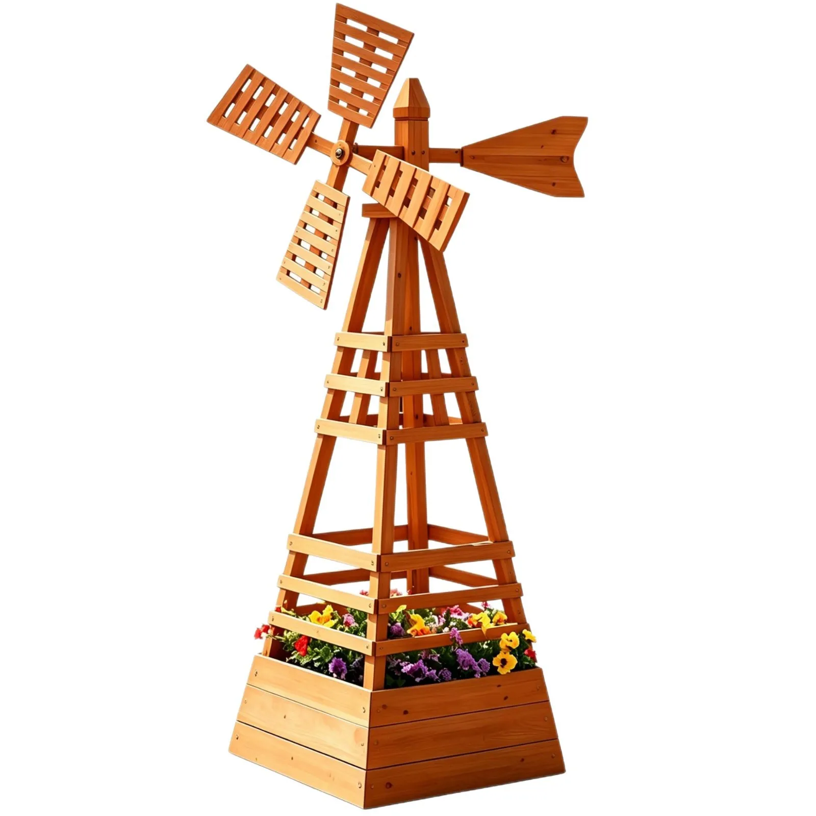 Outdoor preservative wood windmill solid flower stand outdoor floor-to-ceiling plant corner courtyard wood climbing