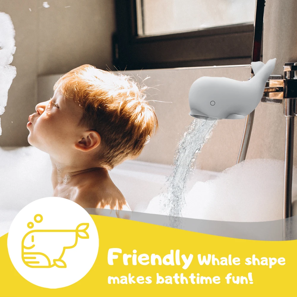 1PC Whale shaped bathtub faucet cover, safety bathtub nozzle protector, adjustable strap, collision buffer
