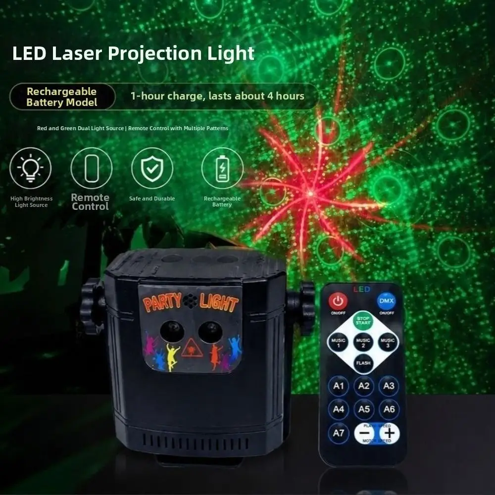 Sound Control Stage Effect Light Angle Adjustable 68 Pattern Disco Party Light Creative Remote Control Mini Beam Light Bar