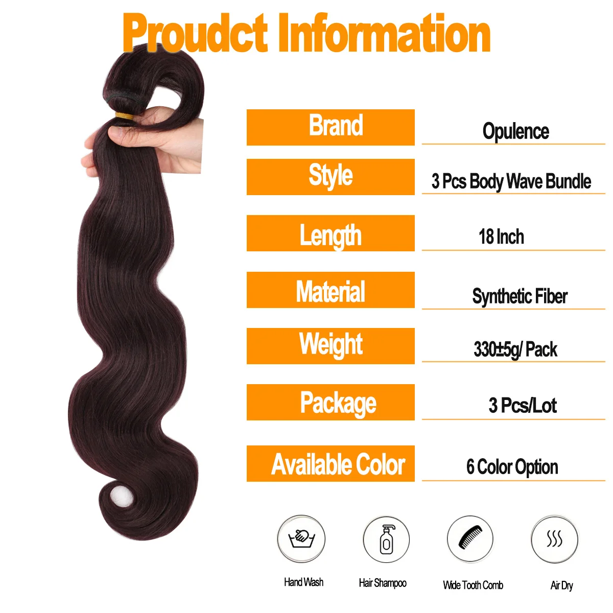 ボディ ウェーブ 人工毛織り 3 バンドル セール 18 インチ ジンジャー カラー 人工毛横糸
