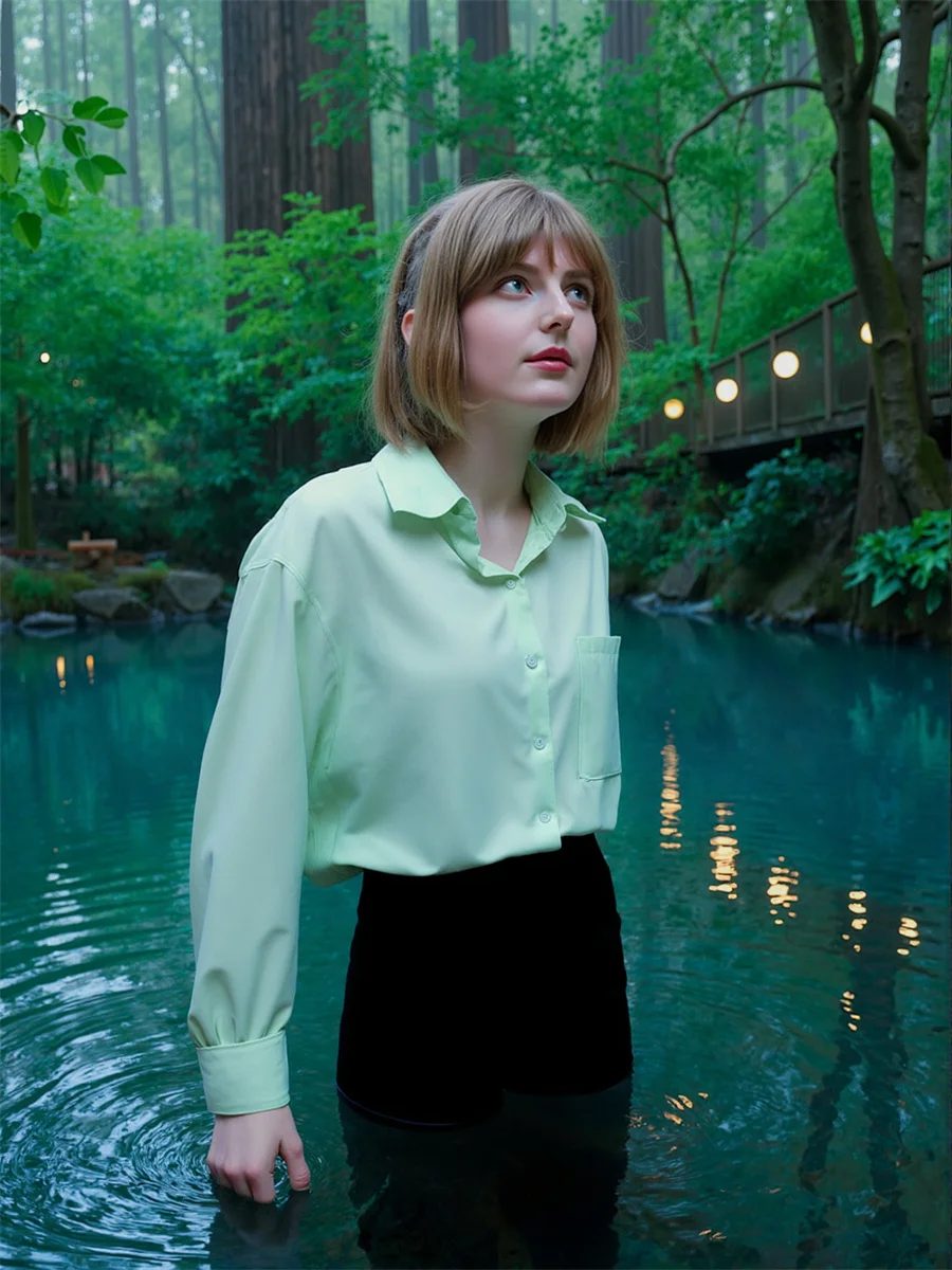 

Women Shirts Outerwears White Blue Pink Green Yellow Embroidered Flower Pattern Design Button Front Elegant Simple Basic Female