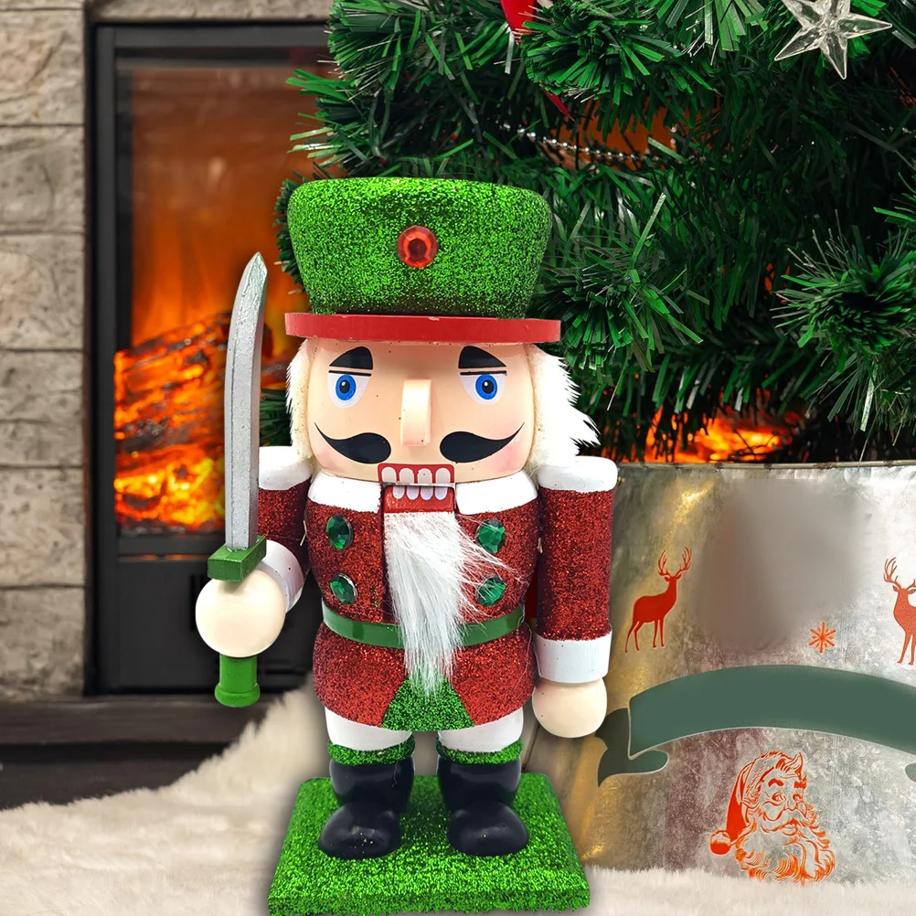 

Festival Nutcracker Wooden Craft Christmas Ornament Break Resistant Simple Color Multi-Scene Decoration Wooden Nutcracker