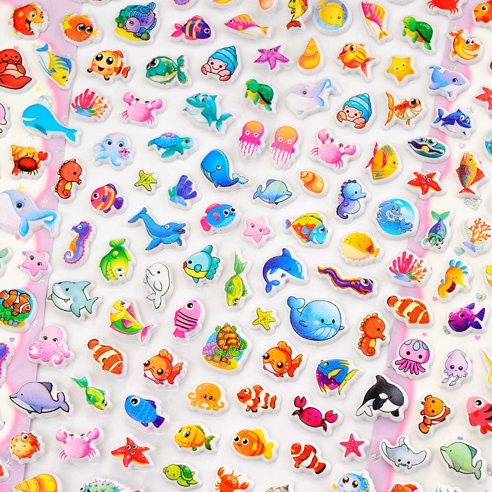 4 stücke Cartoon Meerestiere Fisch Graffiti 3D Blase Aufkleber Laptop Telefon Kühlschrank Wasser Flasche Tagebuch Sammelalbum Dekoration Aufkleber