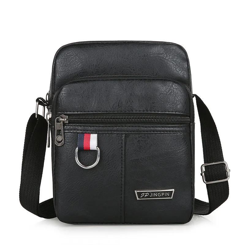 Bolso cruzado Vintage de marca de lujo para hombre, bandolera de cuero para bolsos de hombre, bandolera de negocios marrón y negro, bolso lateral