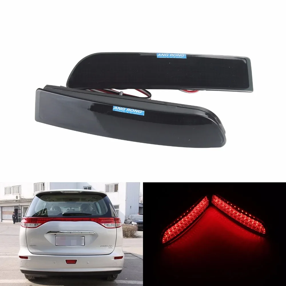 ANGRONG 2x Black Smoked Rear Bumper Reflector LED Brake Light For Toyota Avensis  Estima 2.4 Previa Alphard MK I RAV4