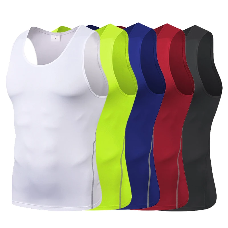 Men Gym Tank Top Compression Sleeveless Shirt Quick Dry Fitness Bodybuilding Tank Top Breathable Basketball Vest Man Clothes