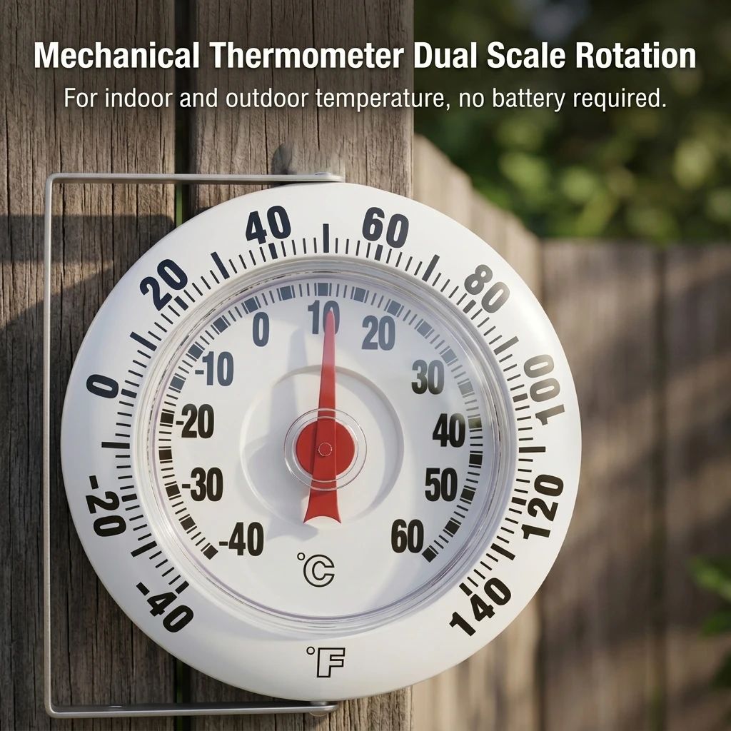 Mechanical Thermometer Professional Outdoor Wall Gauge for Gardeners Greenhouse Patio Dual Scale Celsius Fahrenheit Durable