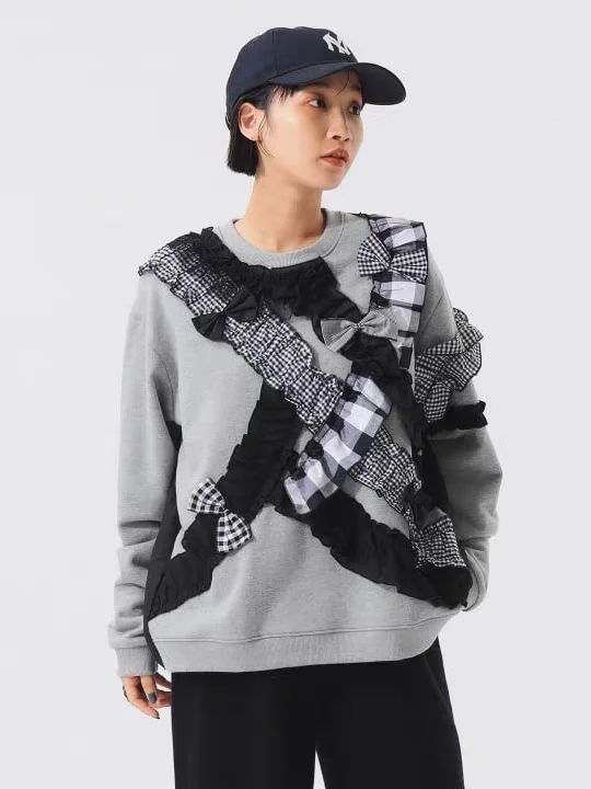 

Heavy-Weight Patchwork Hoodie Women's Sle Premium Brand Loose Fit Cotton Long Sve round Ne Commute Sle Spring 2026