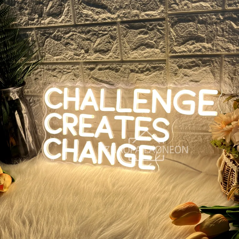 

Challenge Creates Change Neon Led Sign Домашний тренажерный зал Украшение комнаты Неоновые огни Фитнес Игровой клуб Вечеринка Настенный декор Неоновые вывески