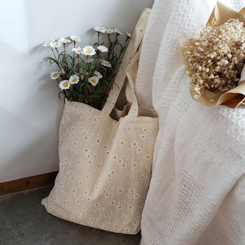 

Daisy Flower Tote Bags for Women Canvas Bag Women Artistic Women Shoulder Bag Class Bags for Girl Designer Bags Сумка Bolso Sac