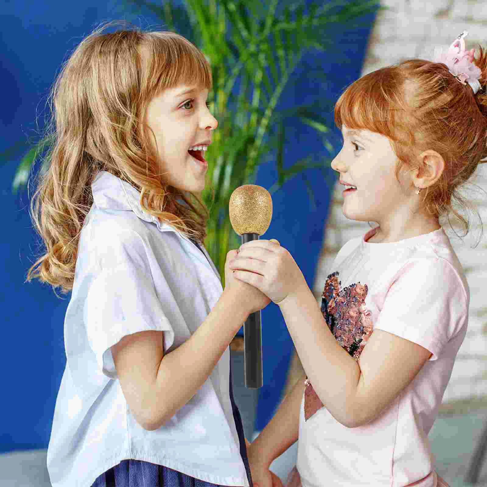 2 Pcs Simulation Microphone Kids Pretend Play Toy Toddler Retro Decor Fake Microphones Wireless Make