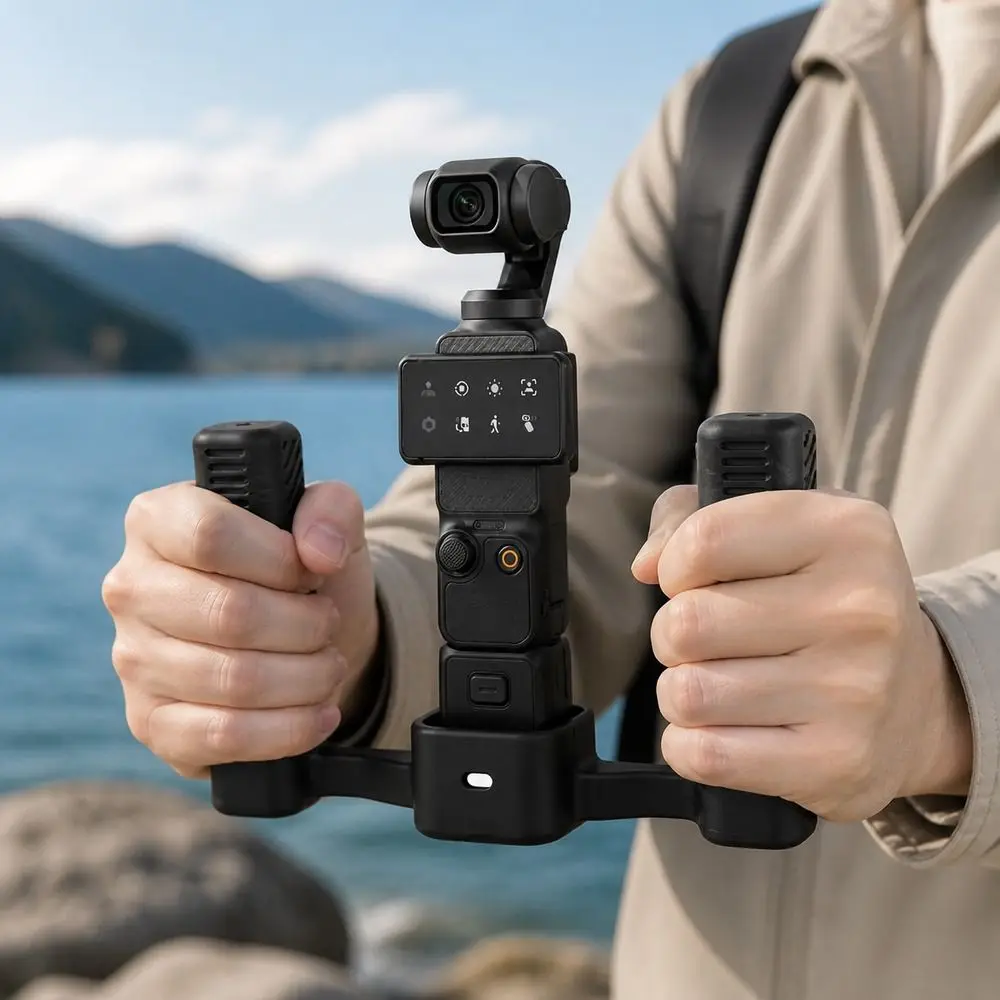 Durable Non-Slip Camera Handle Set 1/4 Inch Thread Dual Hand Configuration Pocket Camera Grip for DJI Osmo Pocket 3/4/4p