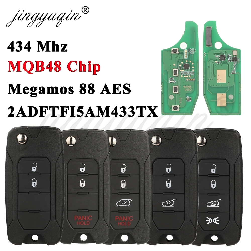 jingyuqin MQB48 Chip 433MHz F15-AM433TX Flip Car Remote Smart Key Control For Jeep Renegade Fiat 500X 20152016 2017 2018 2019