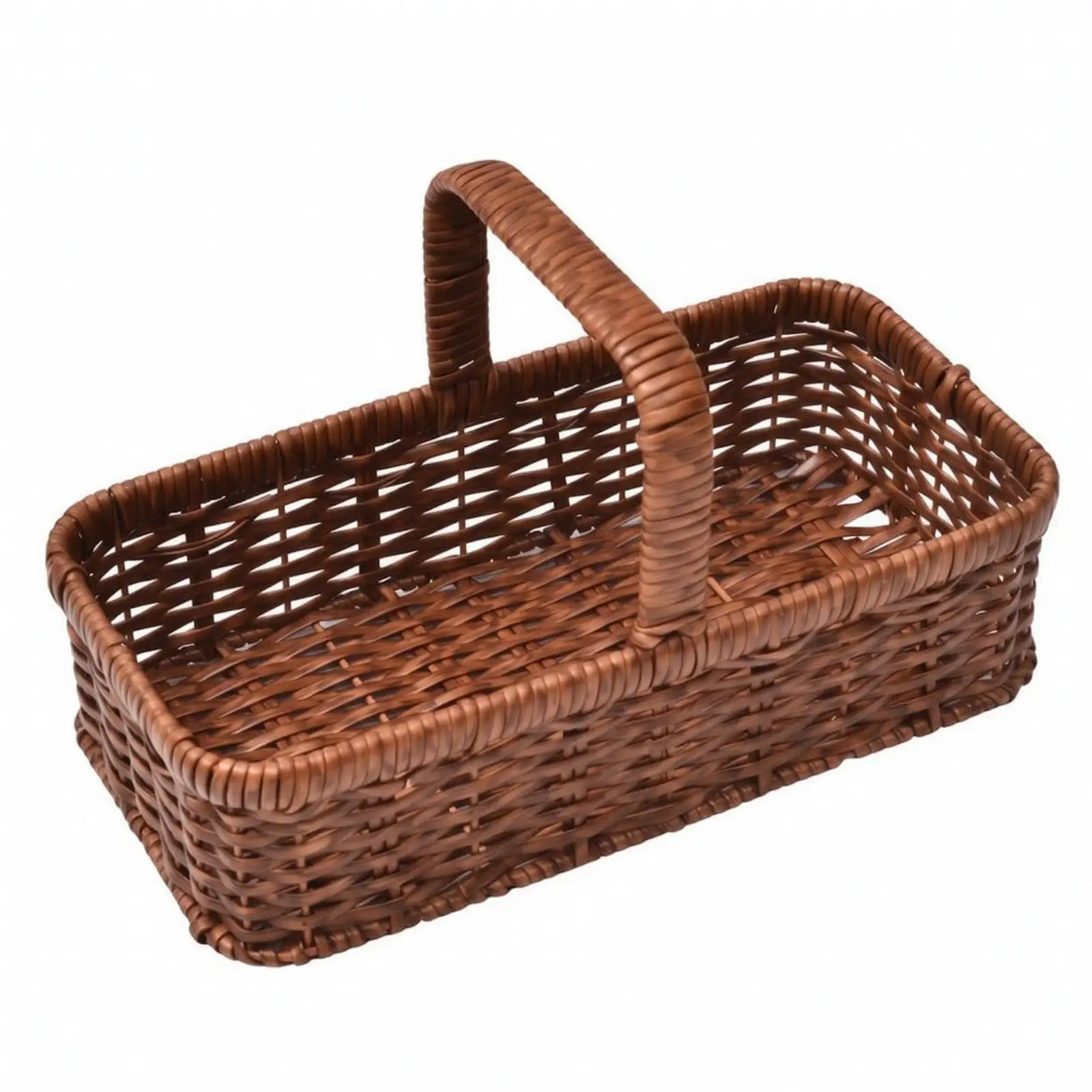Rectangular Woven Basket with Integrated Handle Sturdy for Hot Pot Meals