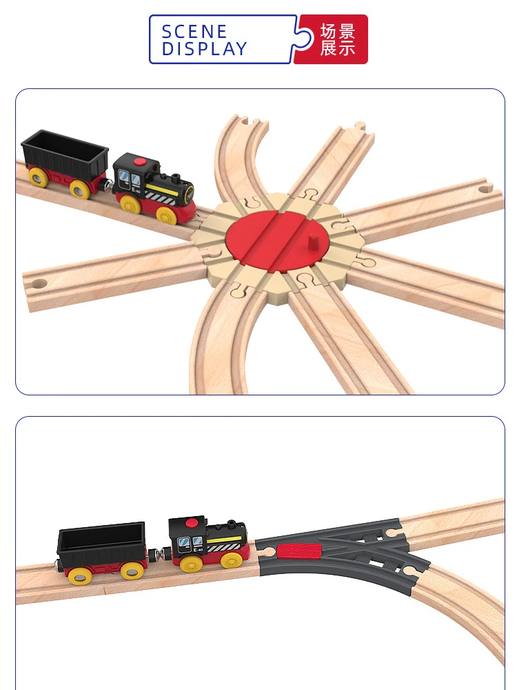Zestaw rozszerzeń do drewnianej toru, zabawki dla dzieci - elektryczny samochodzik, drewniany zestaw do składania toru, puzzle, klocki konstrukcyjne, akcesoria DIY z drewna bukowego, XT218
