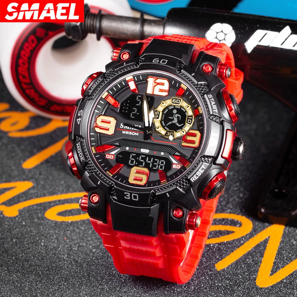 SMAEL 1921 Dual Display Electronic Watch Youth Student Waterproof Sports Watch Night Light Alarm Clock