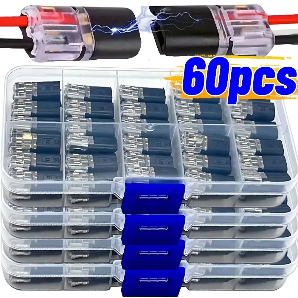 Solderless Quick Wire Connector D2 2 Way Twist Lock Splice Terminal Set 18 22AWG 10A Polycarbonate Auto DIY Cable Harness Fix