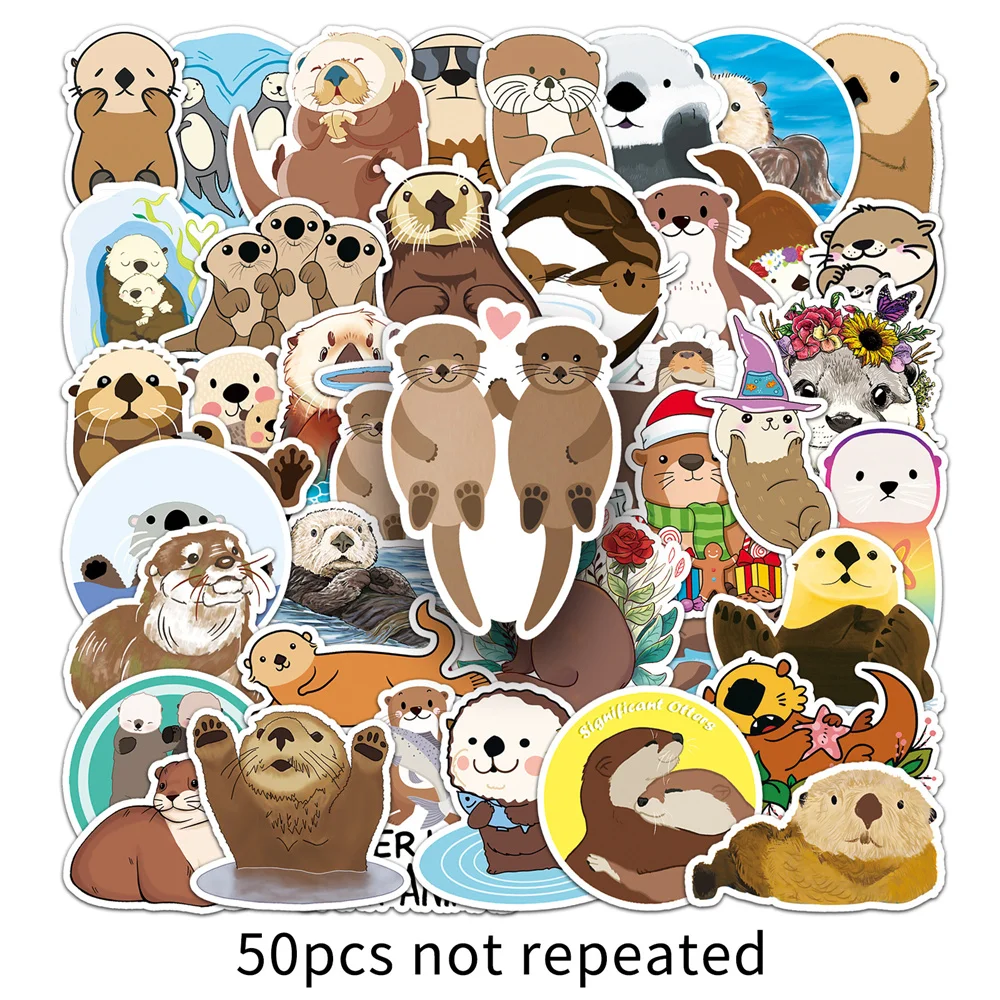 10/30/50PCS Cartoon Otter Sticker Animal Graffiti iPad Luggage Car Guitar DIY Personalized Wall Sticker Toy Decoration Wholesale