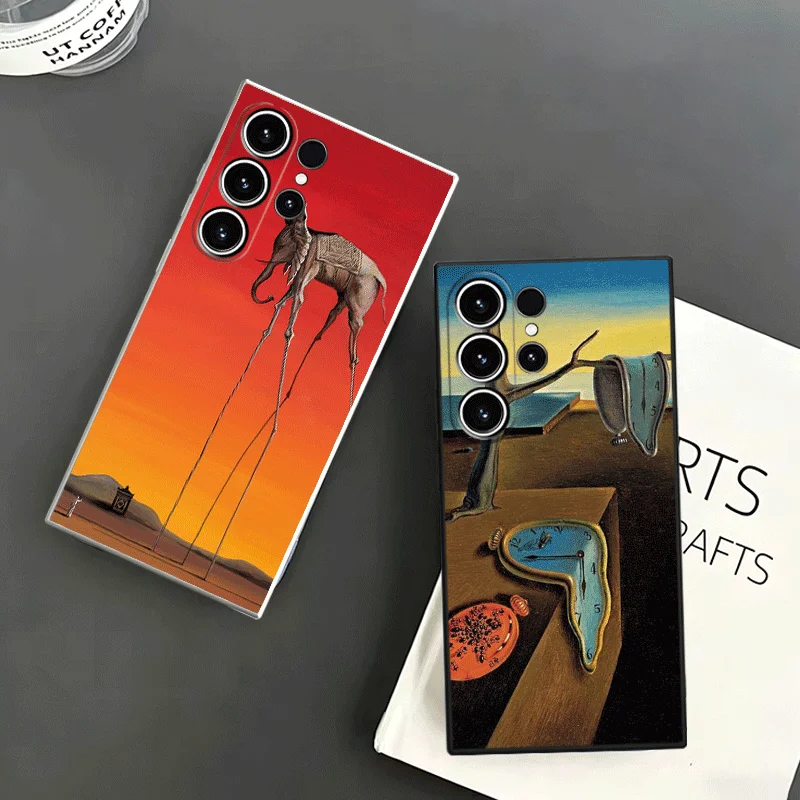 Salvador Dali Art Soft Phone Case For Samsung S24 S25 S26 Ultra S23 S22 Plus S21 S20 FE Edge + Black White Couple Cover