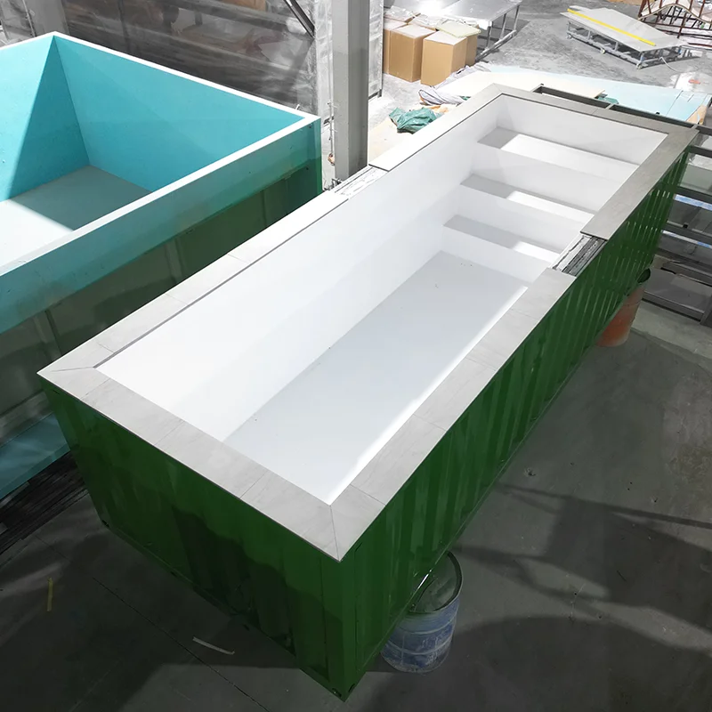 Cheap Custom Color Small Fiberglass Family Swimming Pool Container with Shell Glass Window Above the Ground 20ft 40ft
