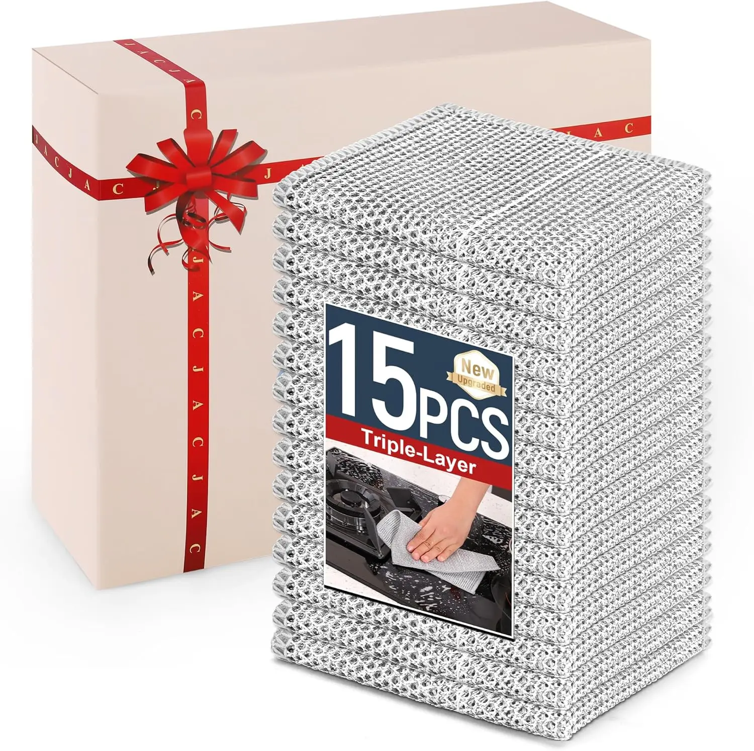 

3-Layer Non-Scratch Wire Dish Cloth Set, 15PCS Reusable Steel Wool Scrubbers for Pans & Sinks