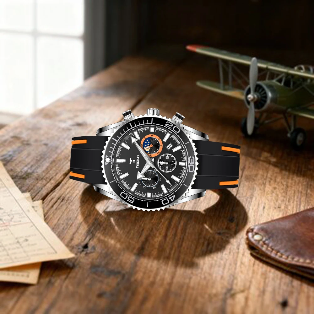 TYBERLEY 2025 جديد ساعة كوارتز رجالية موضة الاتجاه الرياضة نمط 30 متر مقاوم للماء تصميم مضيئة مؤشر وظيفة ساعة كوارتز #5